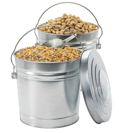 Behrens 6 Gallon Galvanized Steel Storage Can or Waste Bin w/Locking Lid & Handle (2 Cans, No Grip) - size: 2 Buckets, style: No Grip w/ 2 Buckets