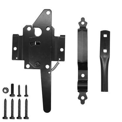 Gate Latch for Wooden Fence, Heavy Duty Self Locking Gate Latch with 9" Handle for Pool/Garden Gate Safety Latch, Gate Hardware Kit for Vinyl/Wood Fence, Black Finish (1, Black)