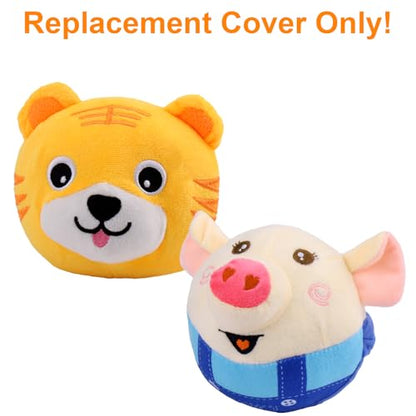 Mity rain Interactive Dog Ball Cover, Replacement Covers Only for Bouncing Ball (Blue Pig+Tiger) - style: Blue Pig+Tiger