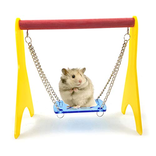Swinging Acrylic Chicken Toy with Hanging Chain Perfect Training Stand Holder for Parrots and Small Animals Chewing Standing Hanging Bird Swing for Cage for Hens and Toys with Stand