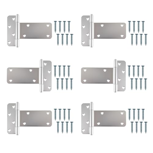 5 in T-Strap Shed Door Hinges,260 Lbs Capacity,6 Pack Heavy Duty Tee Hinge,Silver T-Gate Hinges, Gate Strap Hinges, Wrought Hardware for Wooden Fences, Barn Door, Shed Doors (Patent Pending) - color: Silver, size: 5 in -6 pcs