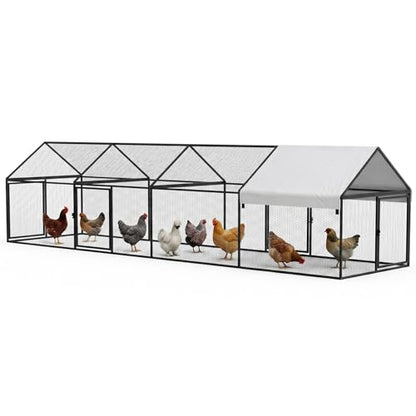 NUGRIART Metal Chicken Coop with Run & Duck House – 157”x40”x40” Waterproof Poultry Cage, Connects to Wooden Coops to Expand Space, Ideal for Chicks, Hens & Ducks