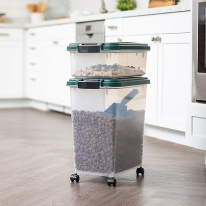IRIS USA Remington Dog Food Storage Container, 30 lbs, 11 lbs, Airtight, Stackable, Wheels, Food Storage, Treat Box, 2-Cup Scoop - size: 30 lbs, 11 lbs