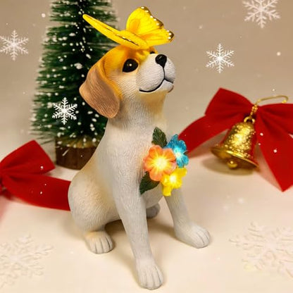 Solar Dog Garden Statues Decor, Outdoor Fairy Dogs Figurines Accessories Decorations with LED Lights Home Patio Balcony Yard Lawn Ornaments, Unique Thanksgiving Gifts for Mom Women Dad Friends - style: butterfly dog