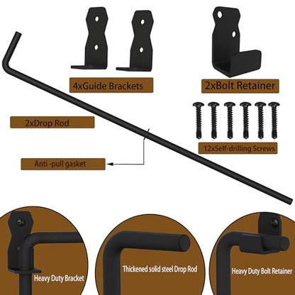 Sdstone 24 Inch Heavy Duty Cane Bolt Gate Drop Rod Gate Ground Latch Hardware for Wooden Fences,Metal Gates Doors Stopper for Gate Ground (Black Finish,2 Pack) - size: 24-Inch-2Pack