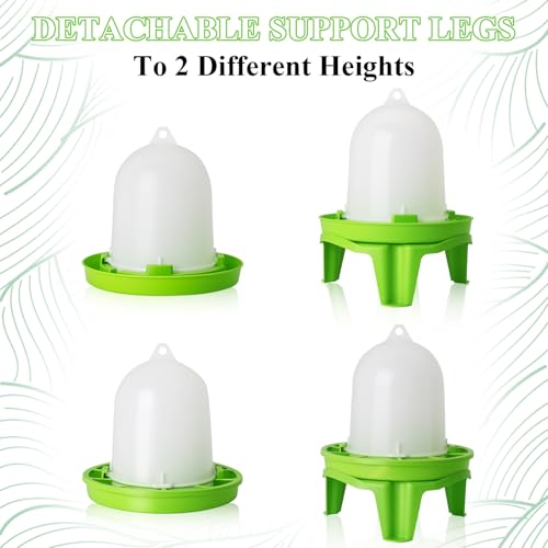 Automatic Chicken Waterer and Feeder Set with Legs,Poultry Waterer,No Waste Chicken Feeder,1.31 Pound Feeder and 0.39 Gallon Waterer Kit for Small Chickens,Quails and Pigeons