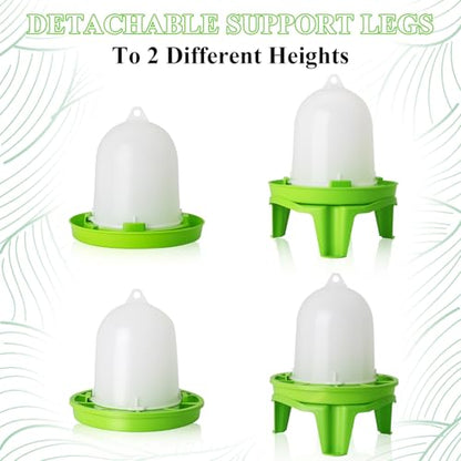 Automatic Chicken Waterer and Feeder Set with Legs,Poultry Waterer,No Waste Chicken Feeder,1.31 Pound Feeder and 0.39 Gallon Waterer Kit for Small Chickens,Quails and Pigeons