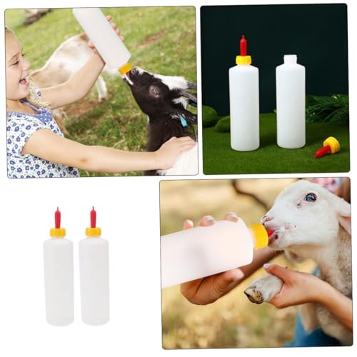 2Sets Animal Milk Feeding Bottles Versatile Nursing for Newborn Lambs Piglets Livestock Easy to Clean Bottles with Replaceable Nipples for Farm Use