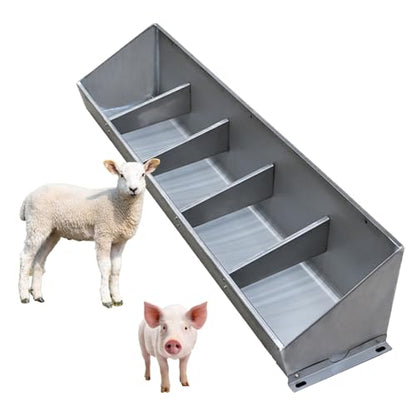 2-in-1 Stainless Steel Animal Feeder & Waterer Trough for Farm Livestock - Durable, Rust-Resistant Design for Pasture Use - Ideal for Cattle, Goats, and Sheep - size: 150cm (59 1/10in) - 5 bit