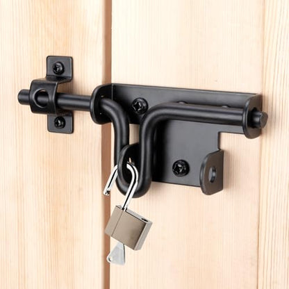 Slide Bolt Gate Latch with Padlock Hole, Heavy Duty Fence Slide Latches Outdoor Doors for Wooden Fence, Shed Door, Vinyl Door - size: 1 Pack