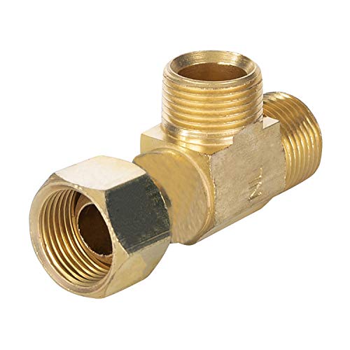 MIDLINE VALVE 73338-OM Add On Tee Fitting, Split Supply Line Outlet, 3/8 in. FIP COMP x MIP x Male Brass, 3/8 in. x 3/8"