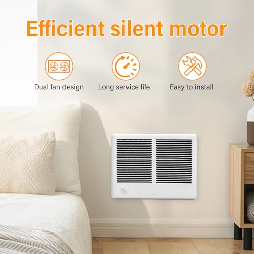CSTC302TW Twin Electric Wall Heater - Wall Heater At 3000/2250 Watt And 240/208 Volt With White Grille 10236/7677 BTU Electric Wall Heaters Suitable For Kitchens, Front Rooms, Halls