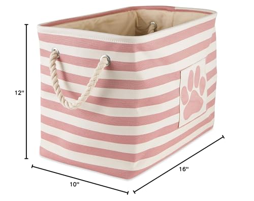 Bone Dry Pet Storage Collection Striped Paw Patch Bin, Rose, Medium Rectangle - color: Rose, size: Medium Rectangle