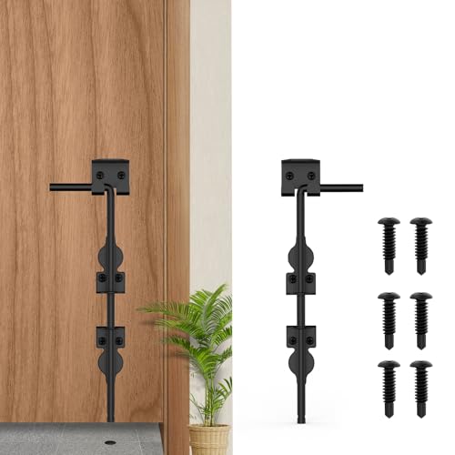 12" Cane Bolt Heavy-Duty Drop Rod for Gate, Heavy Duty Gate Latch for Wooden Fence Metal Gates, Vinyl Fence Gate Land Latch, Floor Latch for Fixing Door to the Ground, Black Coating, 1 Pack - size: 12 inch-1Pack