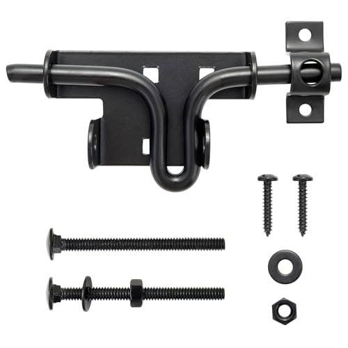 Slide Bolt Latch, 6.5 Inch Black Sliding Gate Lock for Wooden Fences, Shed Doors & Barn, Outdoor Metal Bolt Lock with Handle, Easy Install Latch Hardware - size: Sliding Rod Type