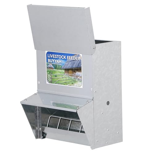 Automatic Chicken Feeder, 30 lb Capacity, Galvanized Metal Poultry Feeder, Waterproof Chicken Feeder, Suitable for Poultry, Geese, Quails, Bantams, Ducks and Turkey