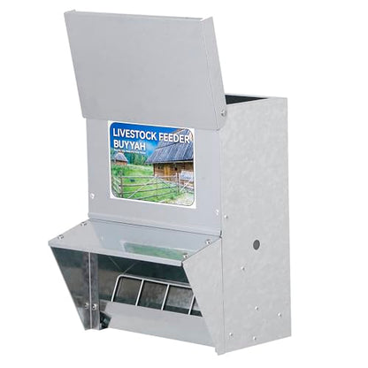 Automatic Chicken Feeder, 30 lb Capacity, Galvanized Metal Poultry Feeder, Waterproof Chicken Feeder, Suitable for Poultry, Geese, Quails, Bantams, Ducks and Turkey