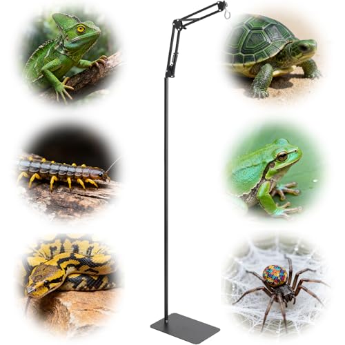Reptile Lamp Stand, 15-46 Inch Heat Lamp Stand with Sturdy Base, Adjustable Reptile Heat Lamp Stand Holder for Bearded Dragon Turtles Snake and Chicks