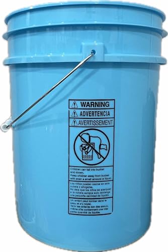 House Naturals 5 Gallon Food Grade Made in USA Plastic Bucket with Screw On Air Tight Double Gasket lid, (Pack of 3) (Aqua Buckets -Aqua Lids)