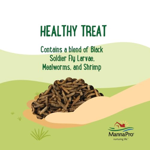 Manna Pro Farmhouse Favorites Critter Combo Crunch Poultry Treat, Protein Poultry Treat, Encourages Natural Foraging Behavior, 100% Natural Blend of Black Soldier Fly Larvae, Mealworms & Shrimp, 2lb - size: 2 Pound (Pack of 1)