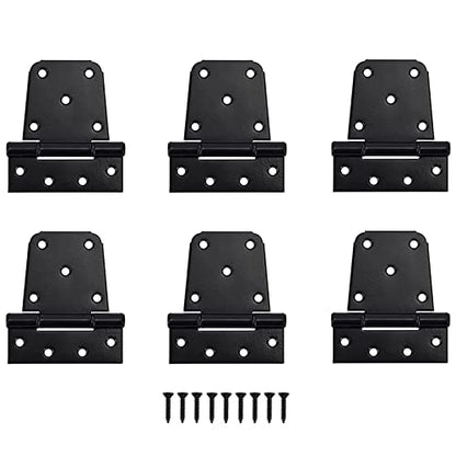 HOME MASTER HARDWARE 3-1/2 inch Heavy Duty T Hinge Gate Hinges Steel Black Finish with Screws 6-Pack (Black) - color: 6 Pack - Black