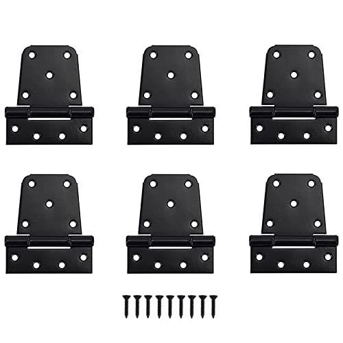 HOME MASTER HARDWARE 3-1/2 inch Heavy Duty T Hinge Gate Hinges Steel Black Finish with Screws 6-Pack (Black) - color: 6 Pack - Black