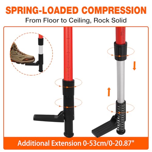 12Ft Telescoping Laser Level Pole with Tripod - Adjustable Laser Stand with Dual Thread Adapter (1/4"-20 & 5/8"-11) for Rotary and Line Lasers, Includes Carrying Case & Bubble Level(Black&Red) - color: Black&red