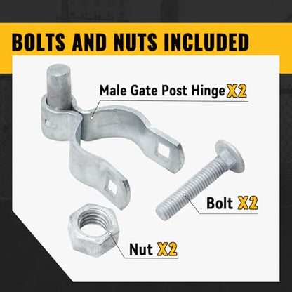 VIVIDA 2-3/8" Chain Link Gate Hinge, Galvanized Male Post Hinge, for 2-3/8" OD Post, Chain Link Fence Hardware, 2 PCS - size: 2-3/8" (2 PCS)