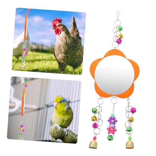 Bird Hanging Mirror with Bell for Parrots and Chickens Safe Non-Toxic Rooster Plaything and Cage Decoration Sturdy Bite-Resistant Pet for Birds