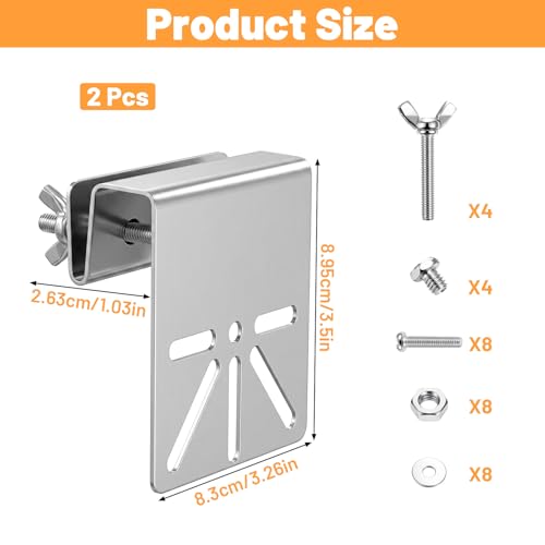 2 Pcs Heavy Duty Stainless Steel Gutter Mount for Security Camera, No-Drill Tool-Free Installation, Anti-Rust Outdoor Camera Bracket for 1/4'' Thread Hole (Silver)