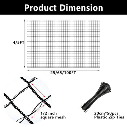 5x100ft Deer Fence Netting, Plastic Mesh Fence Heavy Duty Garden Fence Animal Barrier Garden Netting for Plants Fruit Trees Vegetables Against Deer, Birds, Rabbits, Chickens and Other Animals, Black - color: Black, size: 5x100ft