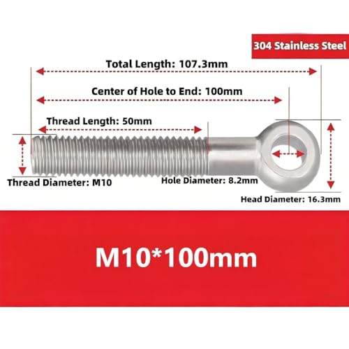 Automatic Gate Opener Tie Rod Chain Connection Hardware,Sliding Gate Roller Chain Bolt Tensioner Compatible with ANSI #40#41#428, 2Pcs (Round & Large) - size: M10*100mm(Round & Large)