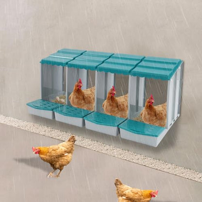 Chicken Nesting Boxes, 4 Compartment Nesting Boxes for Laying Eggs, Roll Away Nesting Box Egg Collection Tray, Wall Mount Poultry Roll Away Chicken Laying Boxes (Green) - color: 4 Compartment Nesting Boxes (Green)