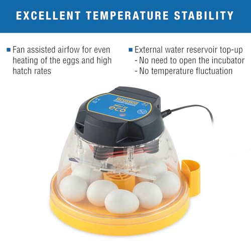 Brinsea Mini II Eco Manual Egg Incubator with External Water Top-Up, Fan Assisted Air Circulation for Hatching 10 Chicken, Duck, or Other Eggs, Ideal for Beginners - style: 10 Eggs