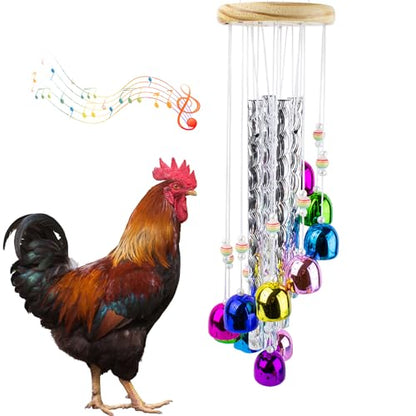 Chicken Toys for Coop, Chicken Wind Chime Enrichment Toys, Hanging Chick Peck Toy with 4 Aluminum Tubes 11 Bells, Chick Musical Coop Accessories - style: B