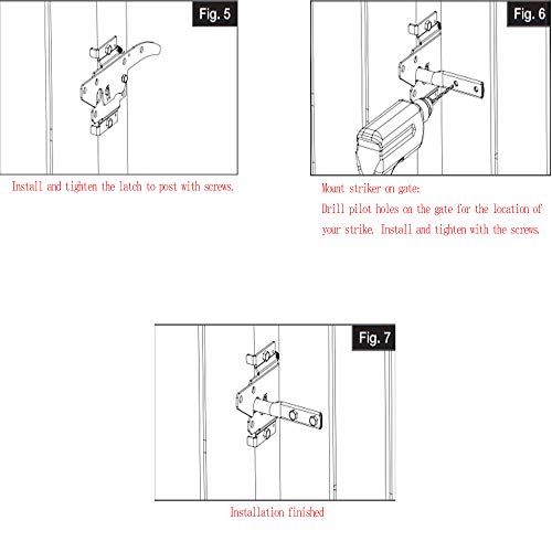 Self-Locking Gate Latch - Post Mount Automatic Gravity Lever Wood Fence Gate Latches with Fasteners/Black Finish Steel Gate Latch to Secure Pool