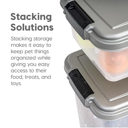 IRIS USA 30 lbs & 11 lbs Combo Airtight Dog Food Storage Container, Stackable Treat Box, 2-Cup Scoop, Wheels, Keep Fresh, Easy Mobility, Silver - color: Silver