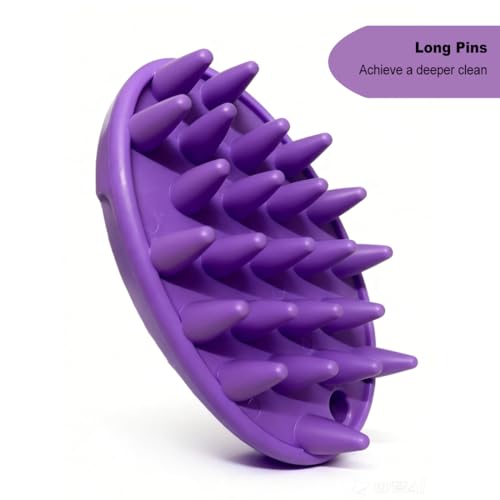 Rubber Curry Brush for Short Haired Dogs, Gentle Curry Comb with Long Pins, Use Wet as Bath Scrubber or Dry for Grooming Loose Hair