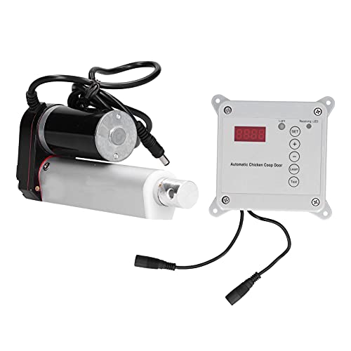 Automatic Chicken Coop Door Opener, Light Sensor and Remote Control with Timer and Anti Pinch Design, for Swing Doors 230 1000mm (US Plug)