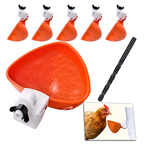 Large Chicken Waterer Feeder Automatic DIY Chicken Water Cups for Chick Duck Quail Poultry Waterer Kit (Orange)