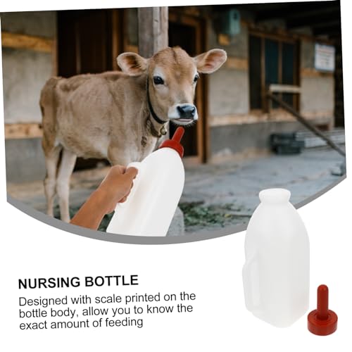 TOYANDONA 2L Calf Nursing Bottle Rubber Nipple Heavy-Duty Plastic Animal Feeding Bottle for Young Livestock for Lambs and Poultry
