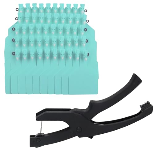 Tags One-Piece Cattle Ear Tags 50pcs Blank Large Tags with Specialized Pliers, Animal Identification Tags for Cows Goats Sheep Pigs (Blue) - color: Blue