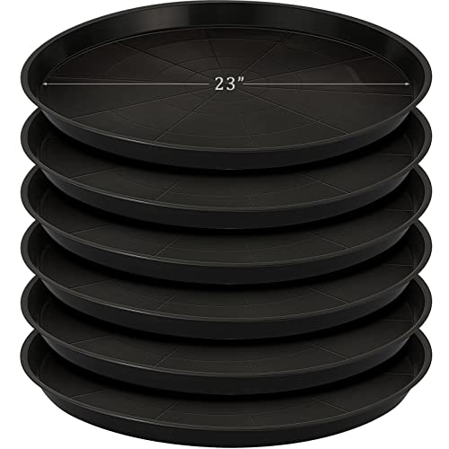 Eccliy 6 Pack Plastic Plant Saucer Heavy Duty Planter Saucers Large Plant Pot Saucers Plastic Water Trays for Indoors and Outdoors Flower Plant Plant Drip (Black,23 Inch) - color: Black, size: 23 Inch
