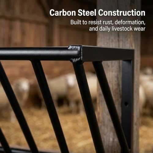 Wall Mounted Carbon Steel Hay Rack, Goat & Horse Feeder - 31.5 Inch with Mounting Kit