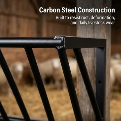 Stall Hay Feeder Wall Mount, Carbon Steel Goat Rack - Livestock Barn Feeding Solution