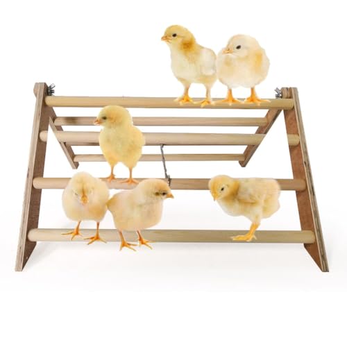 YARNOW Chicken Perch Stand Wooden Roosting Bar for Baby Chicks Detachable Easy Clean Poultry Coop Accessory 14.56X12.59X7.87 Inches