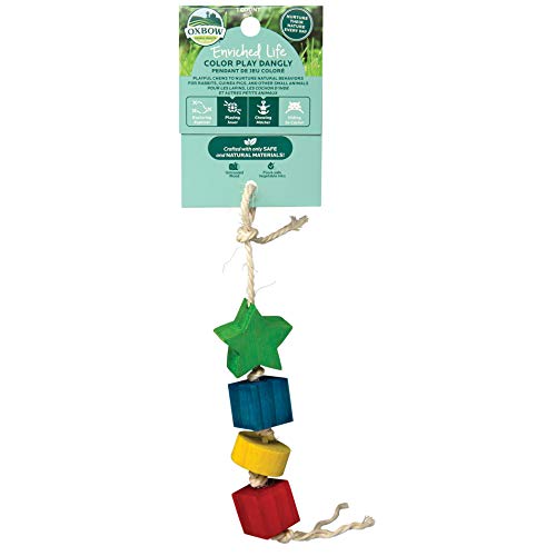 Oxbow Enriched Life Color Play Dangly, Rabbit Toys, Guinea Pig Toys, Enrichment for Bunny, Guinea Pig, Hamster, Rabbit, Chinchilla, Rat, Chinchilla Cage Accessories, Small Pet Accessories for Cage