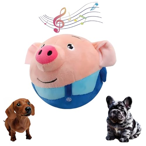 Interactive Dog Toys, Active Moving Pet Plush Toy, Squeaky Dog Ball Toy with Recording Sound, Cute Cartoon Design for Small Medium Large Dogs, Durable & Washable Interactive Plaything (Blue Pig) - color: BLue Pig
