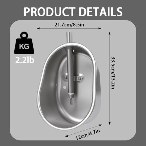 Danbark Large Pig Waterer Bowl with 1/2" NPT(F) Thread - 304 Stainless Steel Large Oval Design for Swine,Hog,Livestock (Durable & Rustproof)