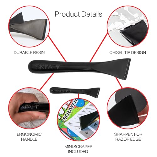 Plastic Scraper Tool, 2 Pack, Non-Scratch, 1.7 Inch Wide Blade, Long Ergonomic Handle, Heat Resistant (460F), Dishwasher Safe - Clean Ovens, Countertops, Hard Floors, Walls, and Windows